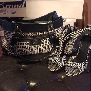 Coach ankle strap heel with matching handbag
